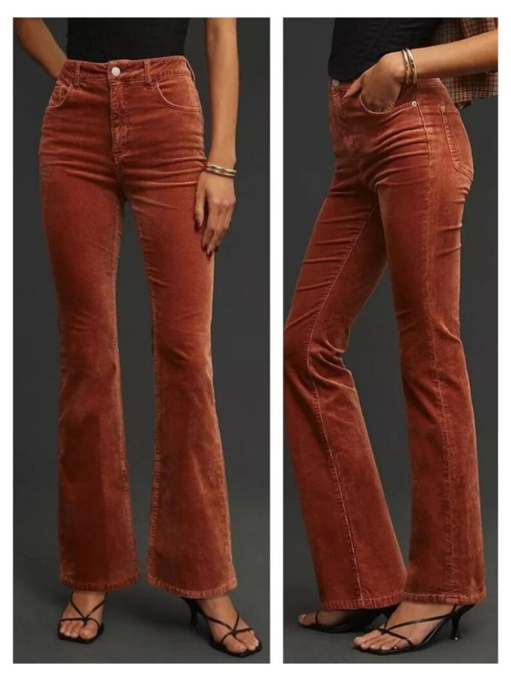 PILCRO The Icon Terra Cotta Corduroy Flare Jeans Size 28